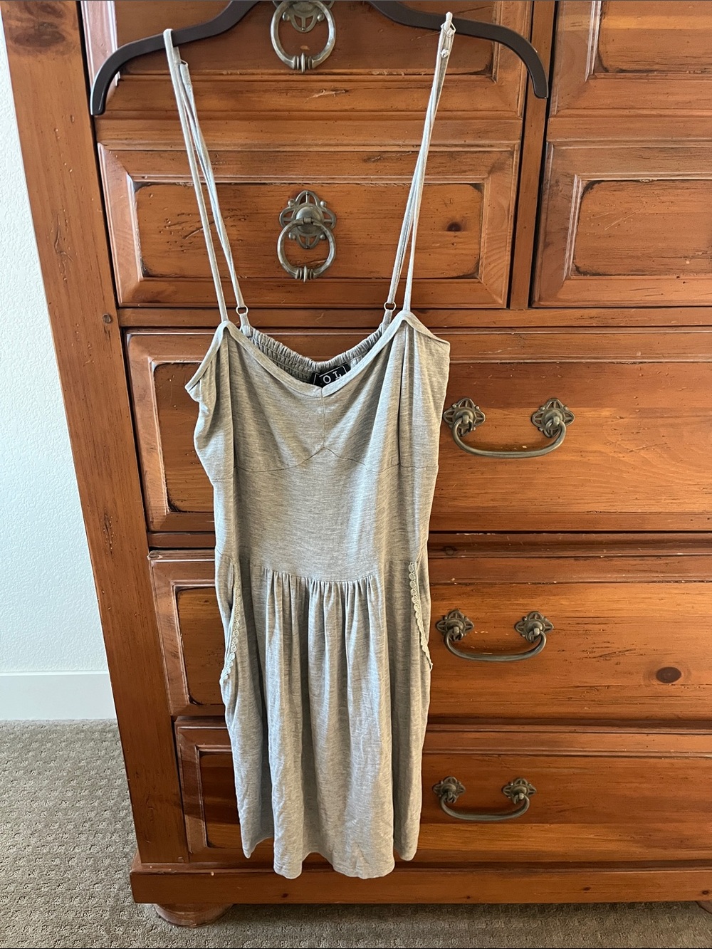 POL Light Gray Spaghetti Strap Mini Dress Size Small NWT